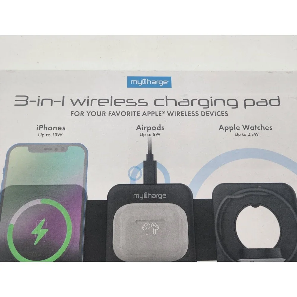 myCharge 3‑in‑1 Folding Wireless Charging Pad iPhone Apple Watch AirPods Sealed